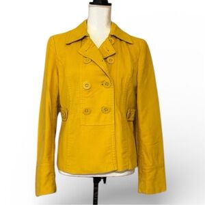 LOFT Women’s Soft Corduroy Lined Cotton Jacket Gold/Yellow Double Breasted SZ S